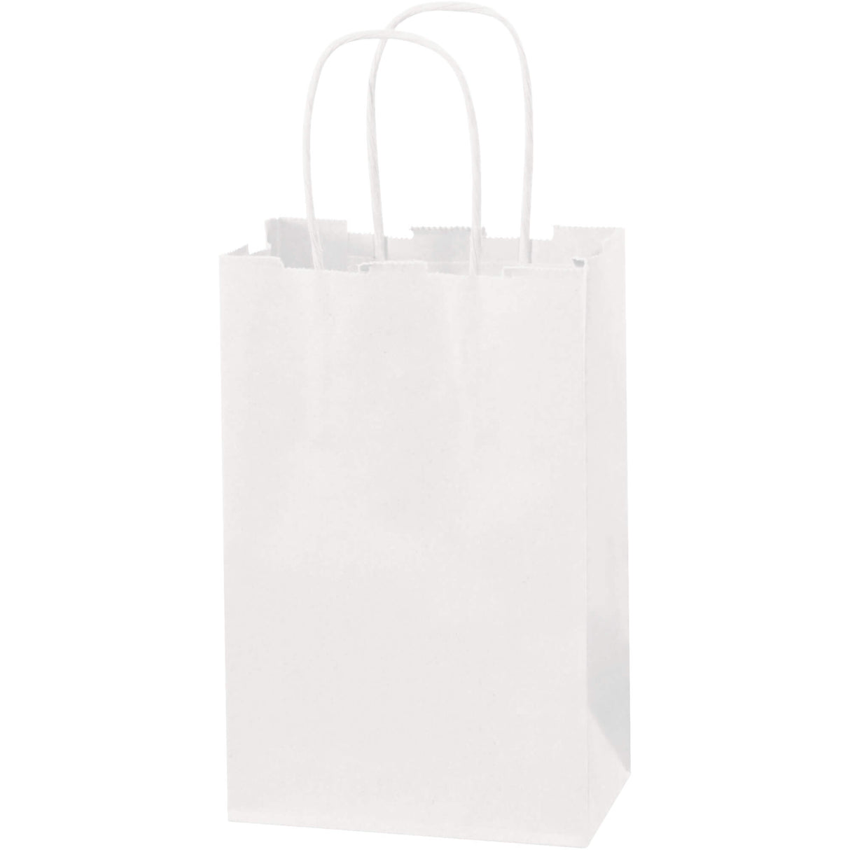 5 1/2 x 3 1/4 x 8 3/8" White Paper Shopping Bags