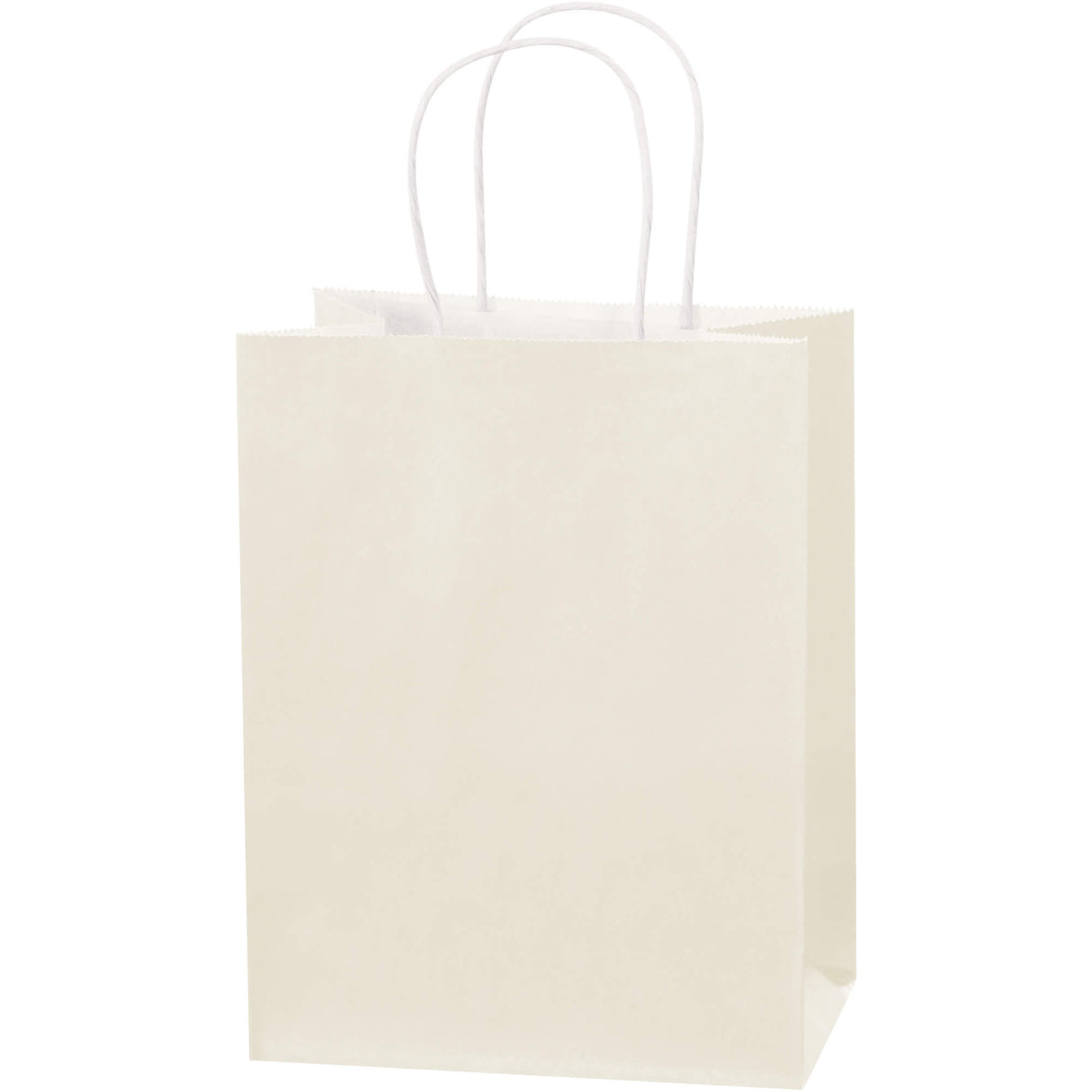 8 x 4 1/2 x 10 1/4" French Vanilla Tinted Shopping Bags