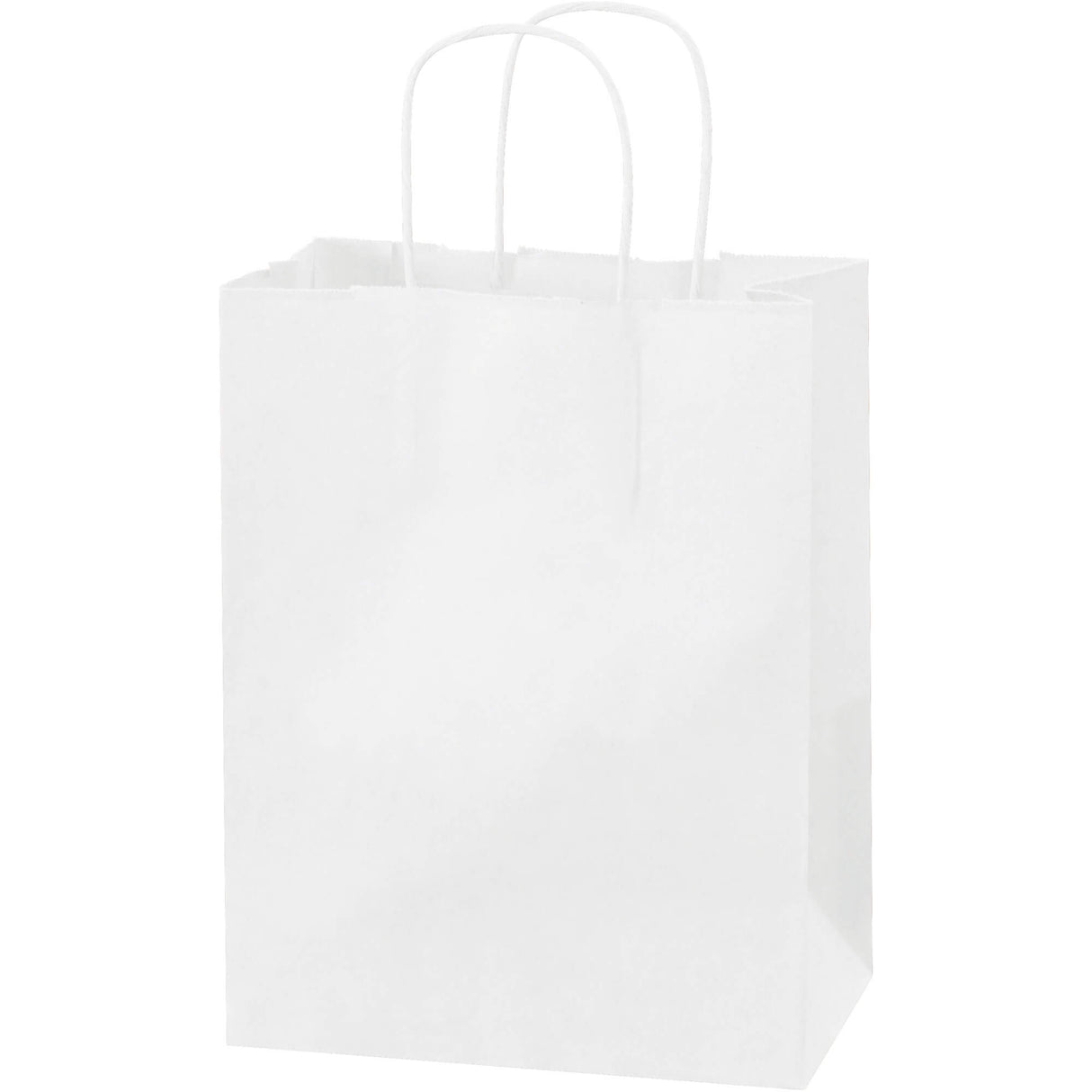 8 x 4 1/2 x 10 1/4" White Paper Shopping Bags