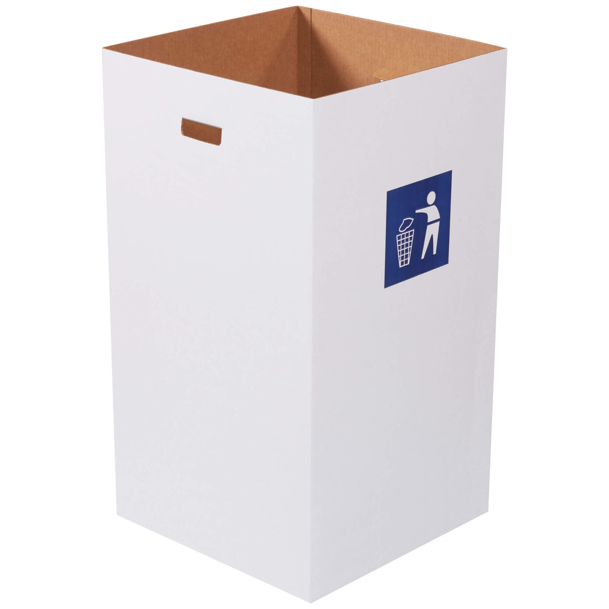 Corrugated Trash Can with Waste Logo - 50 Gallon