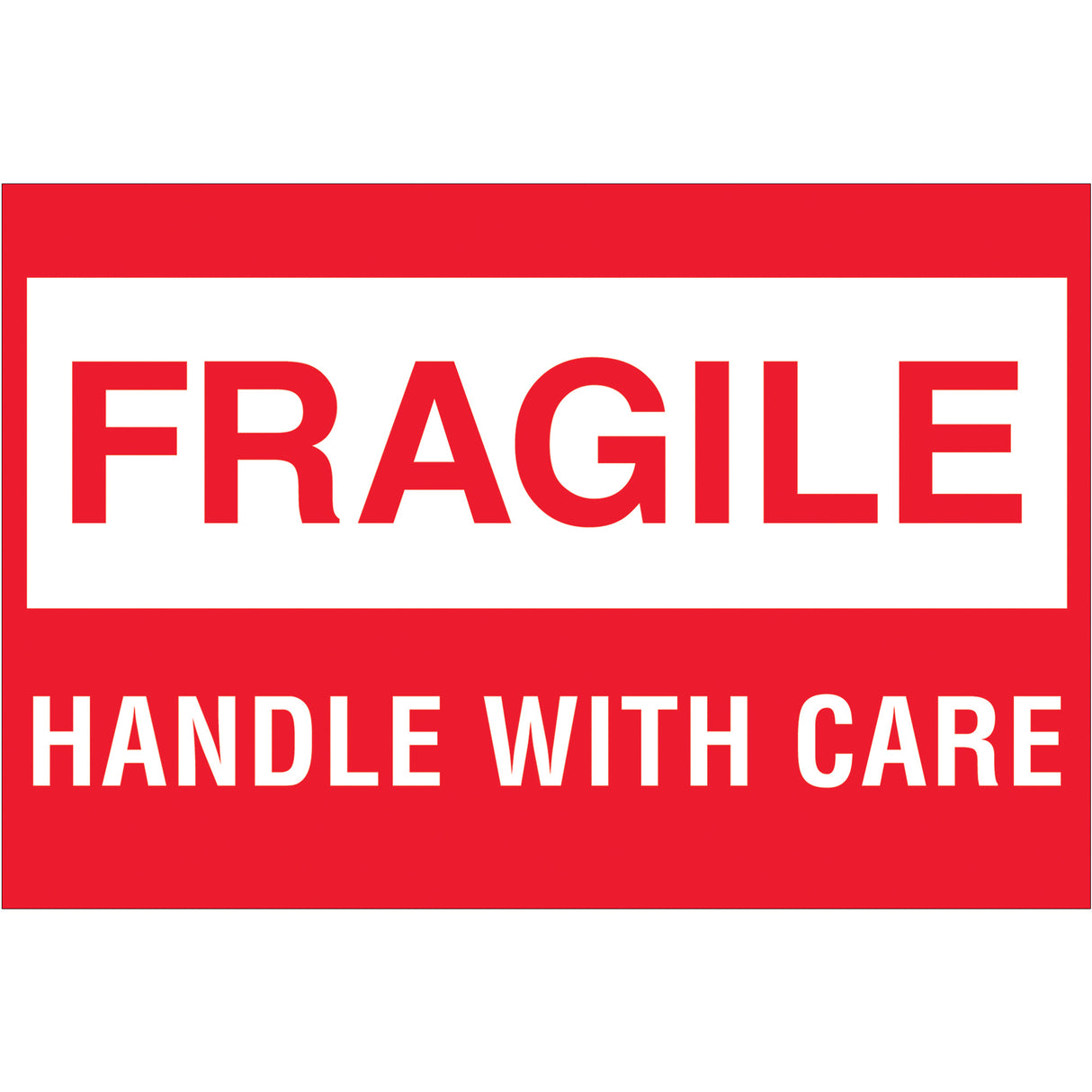 2 x 3" - "Fragile - Handle With Care"