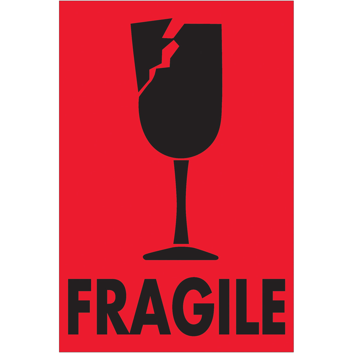 2 x 3" - "Fragile" (Fluorescent Red) Labels