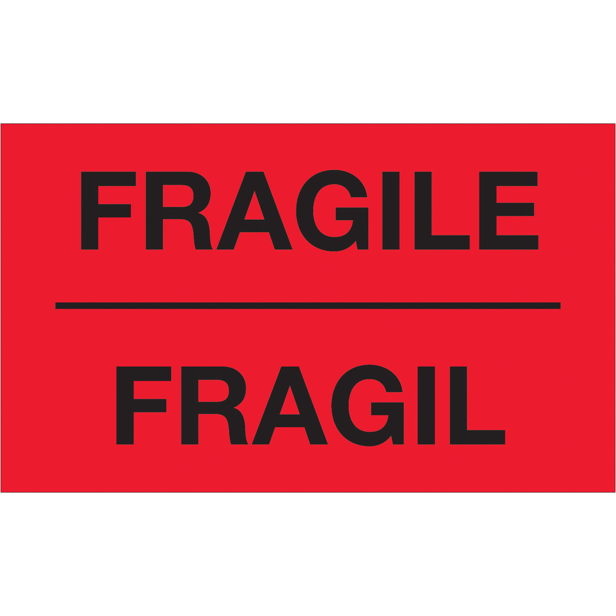 3 x 5" - "Fragil" (Fluorescent Red) Bilingual Labels