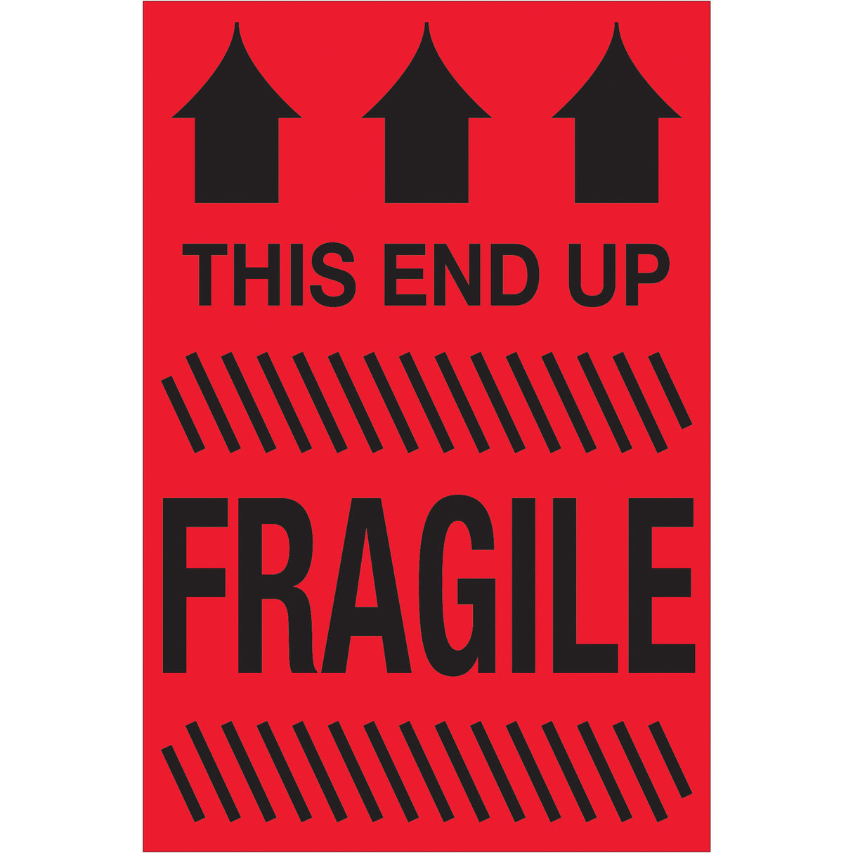 4 x 6" - "This End Up - Fragile" (Fluorescent Red) Labels