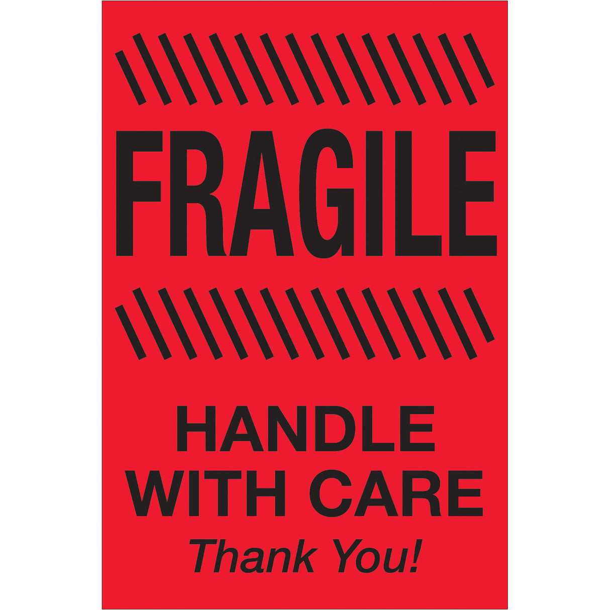 4 x 6" - "Fragile - Handle With Care" (Fluorescent Red) Labels