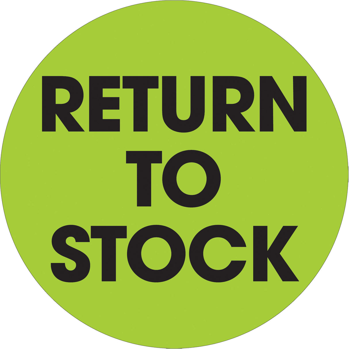 2" Circle - "Return To Stock" Fluorescent Green Labels