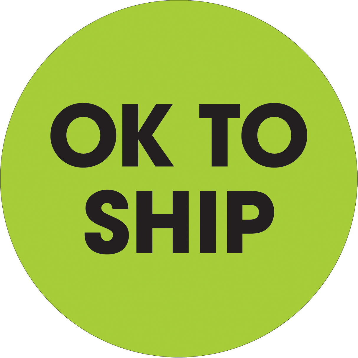 2" Circle - "Ok To Ship" Fluorescent Green Labels