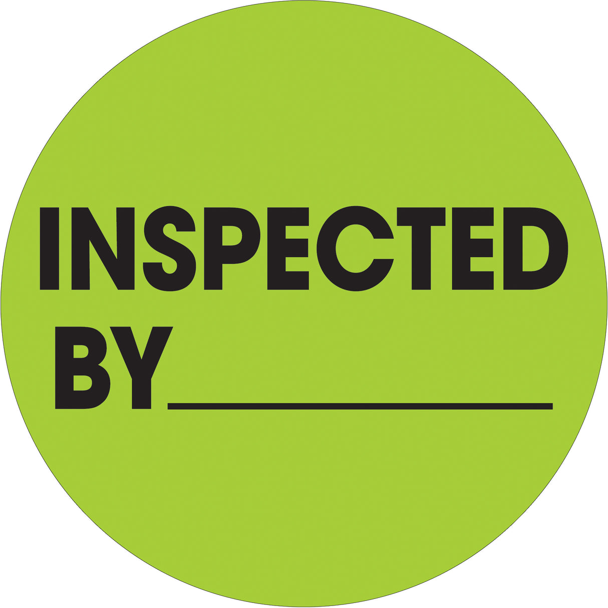 1" Circle - "Inspected By" Fluorescent Green Labels
