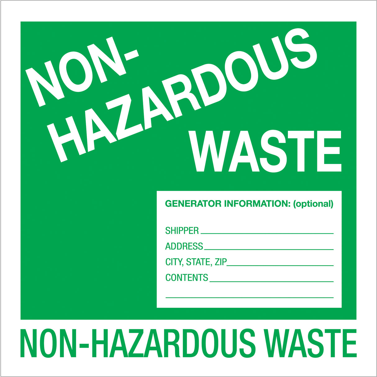 6 x 6" - "Non-Hazardous Waste" Labels
