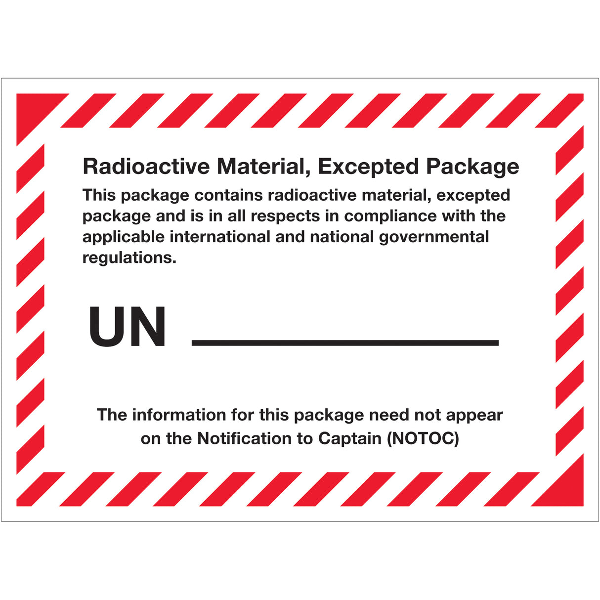 4 3/8 x 3 1/4" - "Radioactive Material, Excepted Package" Labels