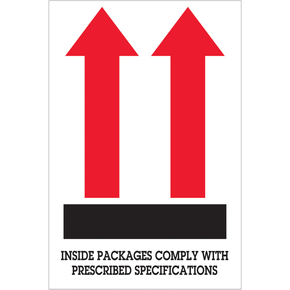 4 x 6" - "Inside Packages Comply..." Arrow Labels