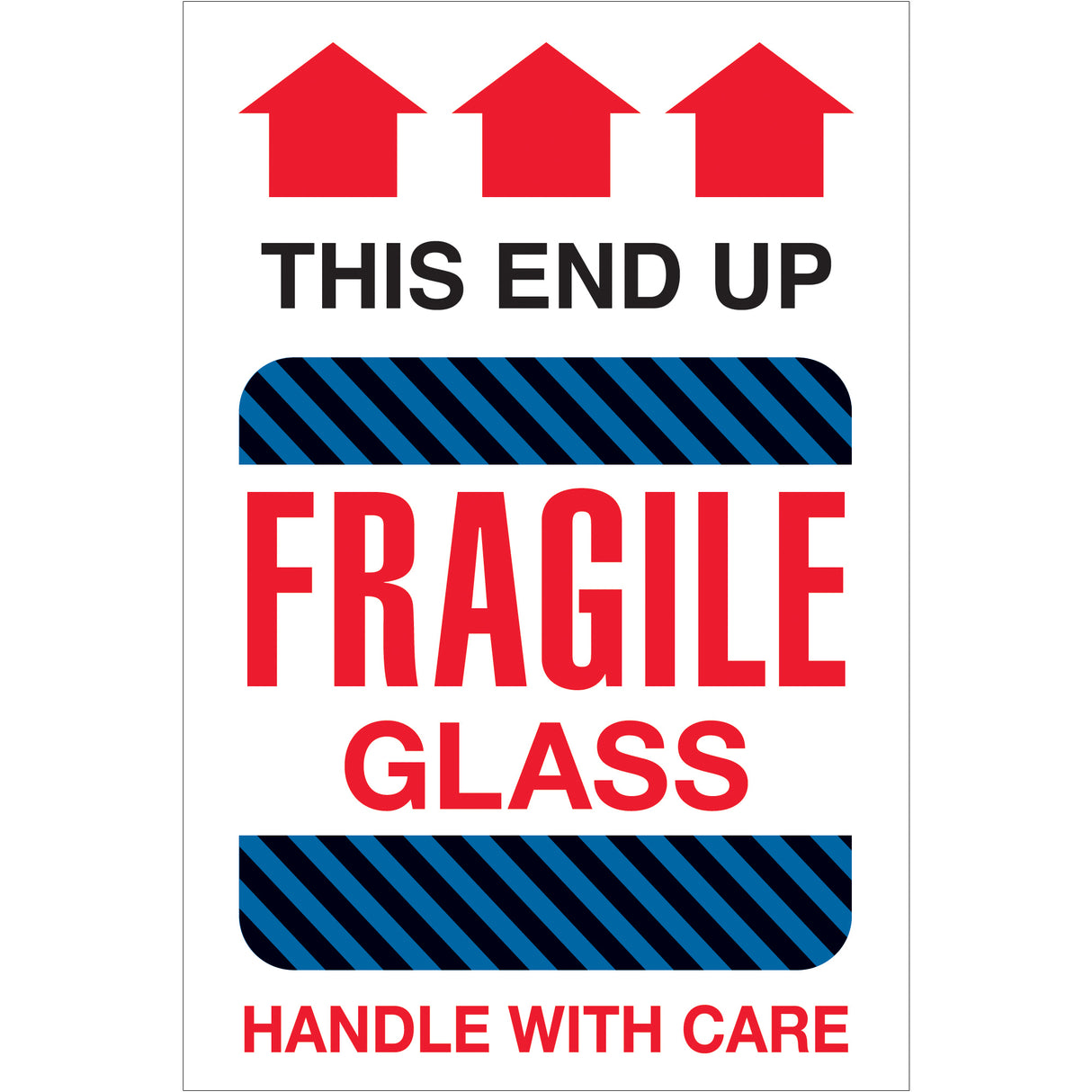 4 x 6" - "Fragile Glass - This End Up" Labels