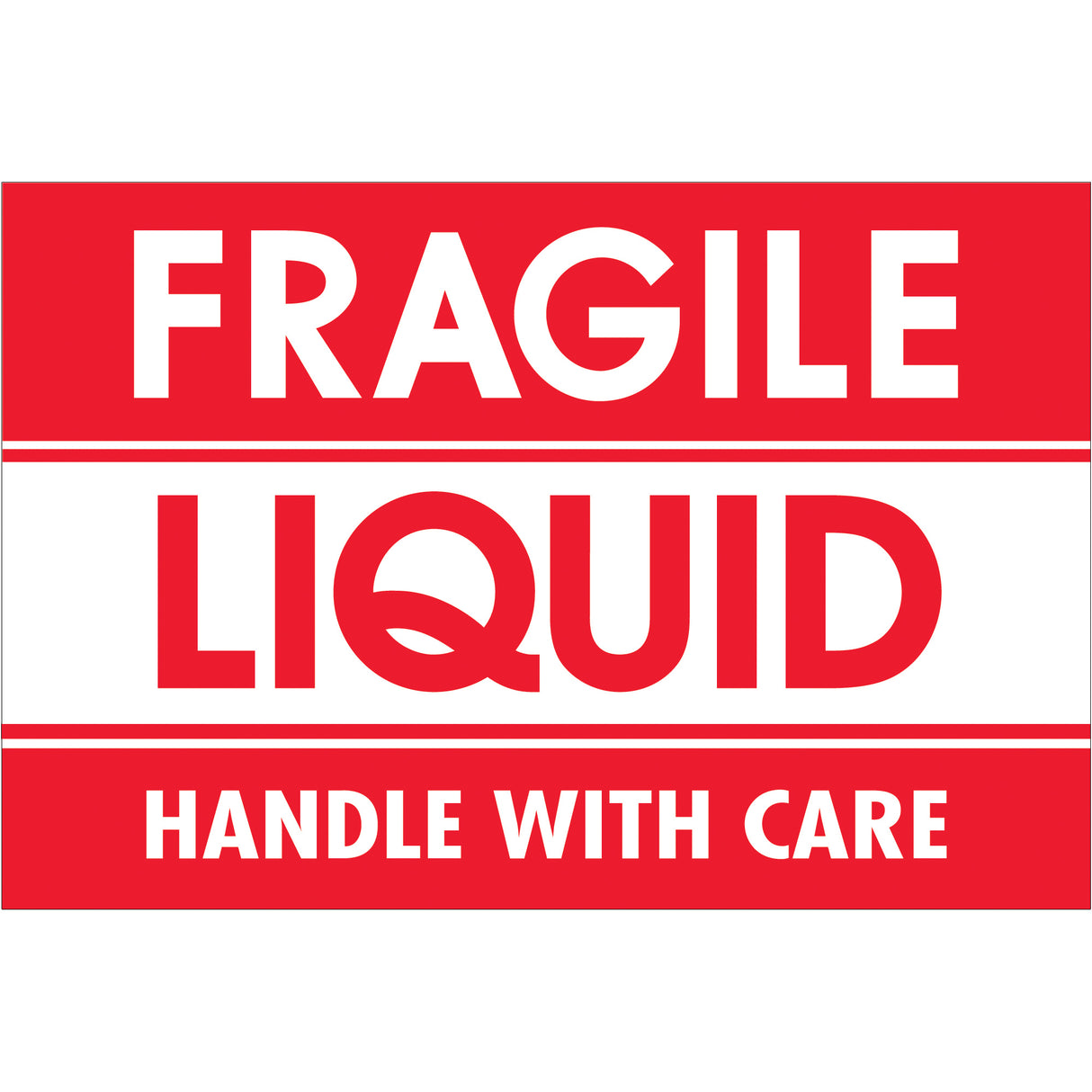 2 x 3" - "Fragile - Liquid - Handle With Care" Labels
