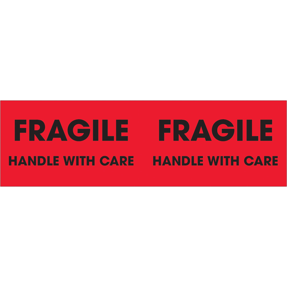 3 x 10" - "Fragile - Handle With Care" (Fluorescent Red) Labels