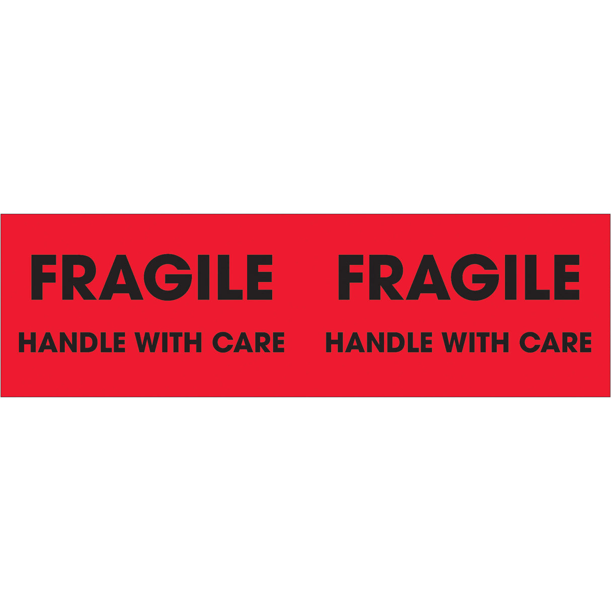 3 x 10" - "Fragile - Handle With Care" (Fluorescent Red) Labels