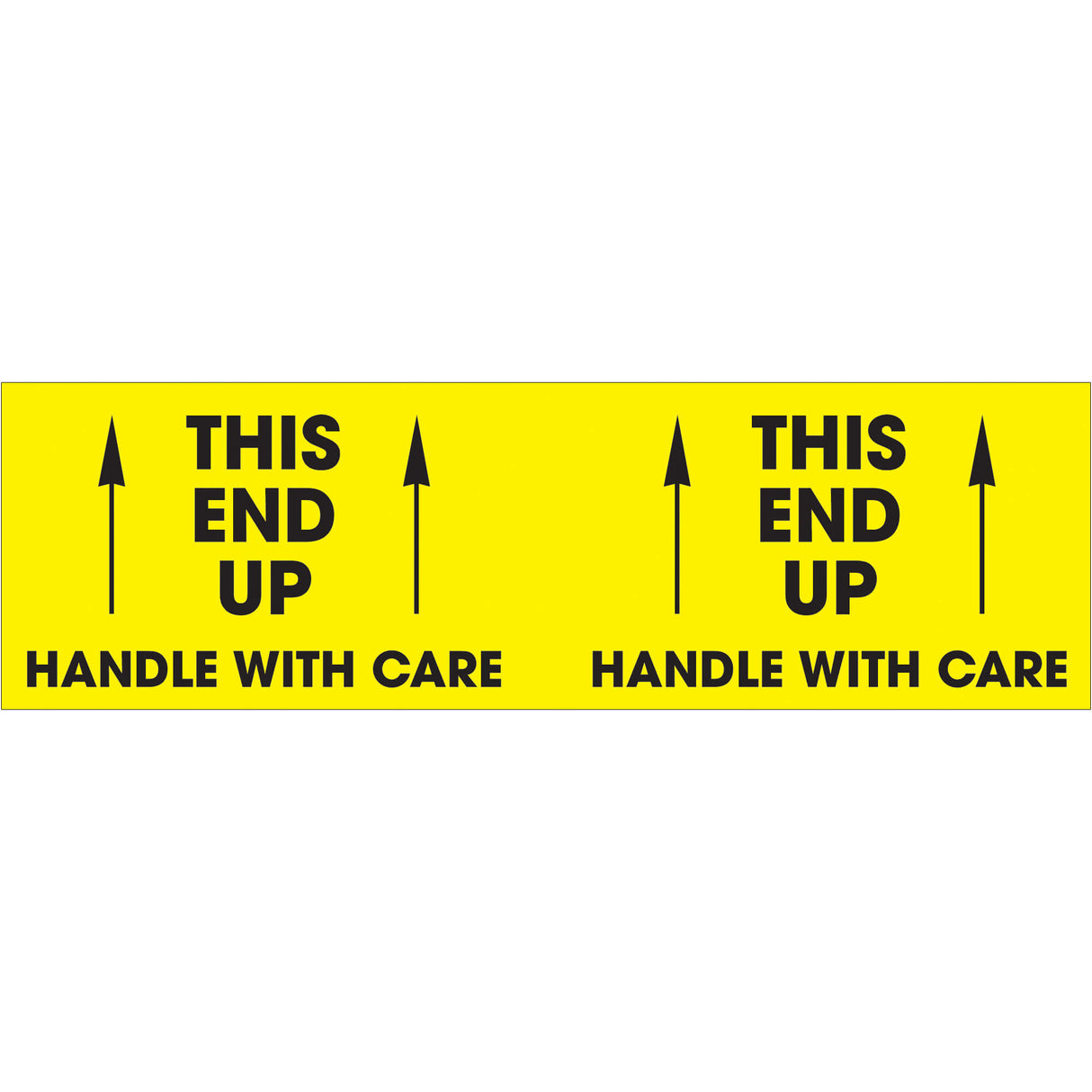 3 x 10" - "This End Up - Handle With Care" (Fluorescent Yellow) Labels