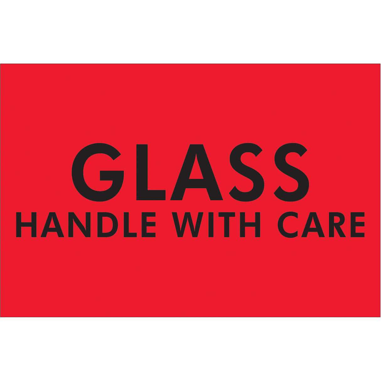 2 x 3" - "Glass - Handle With Care" (Fluorescent Red) Labels