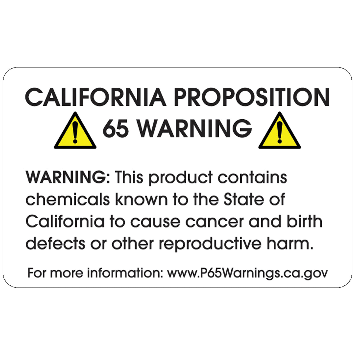 2 3/8 x 1 1/2" - Full Generic Warning Prop 65 Labels