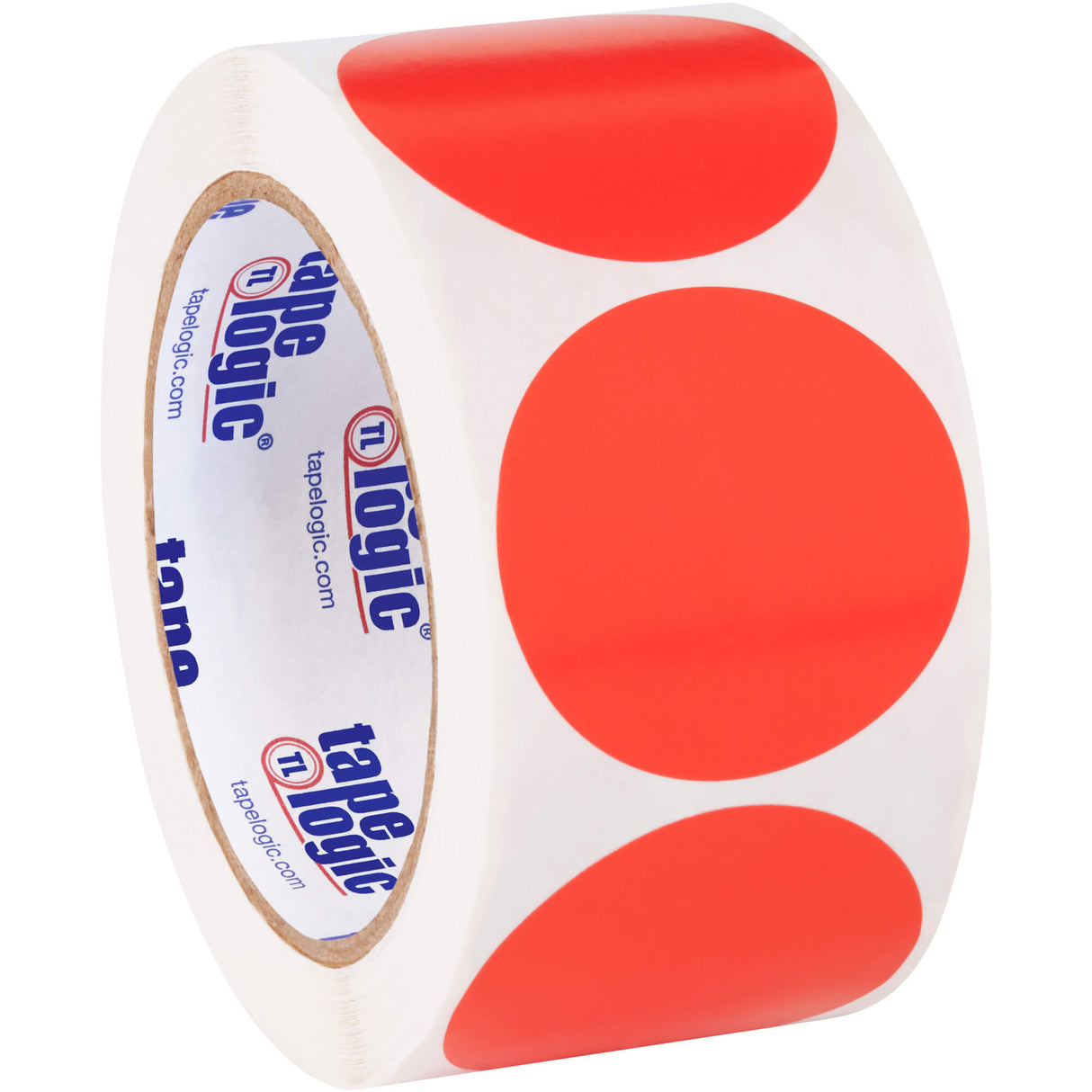 2" Fluorescent Red Inventory Circle Labels