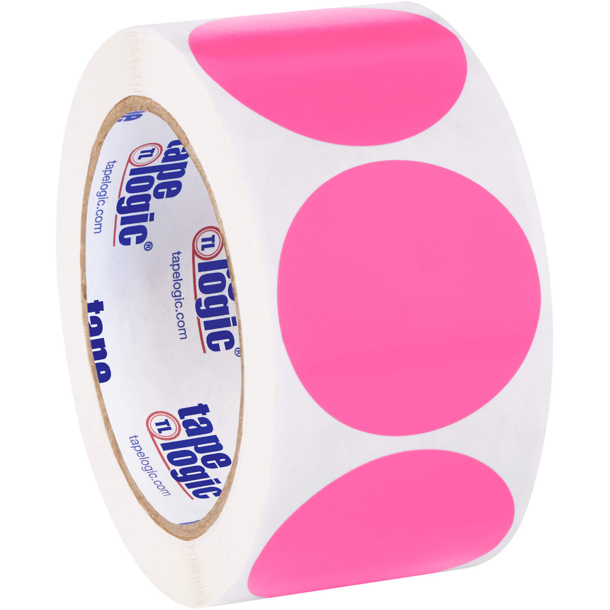 2" Fluorescent Pink Inventory Circle Labels