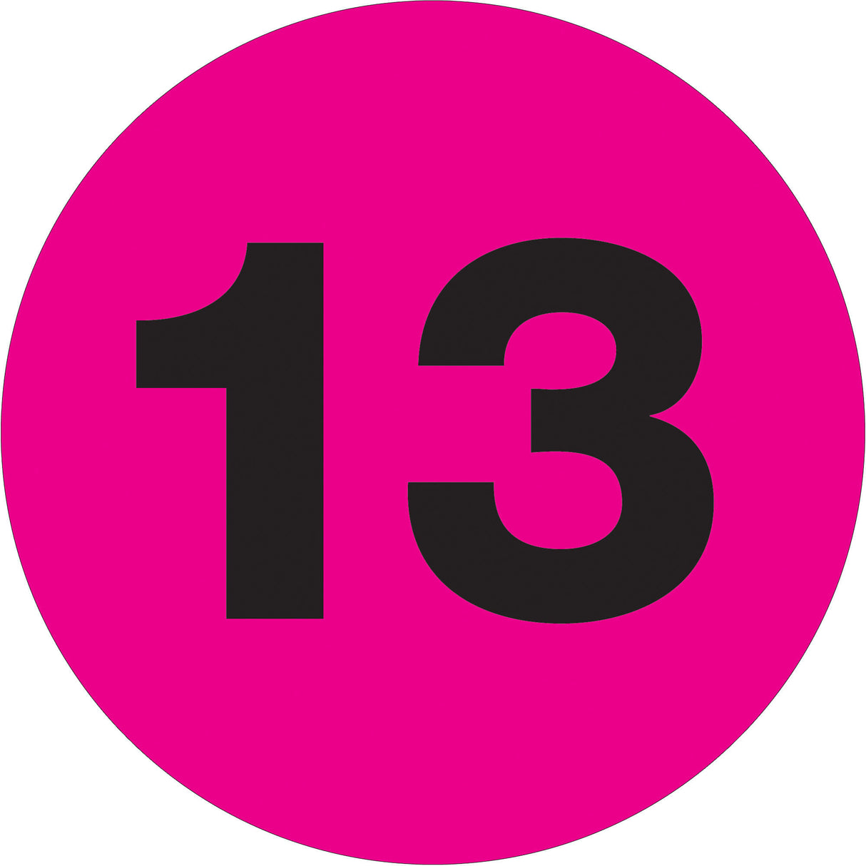 1" Circle - "13" (Fluorescent Pink) Number Labels
