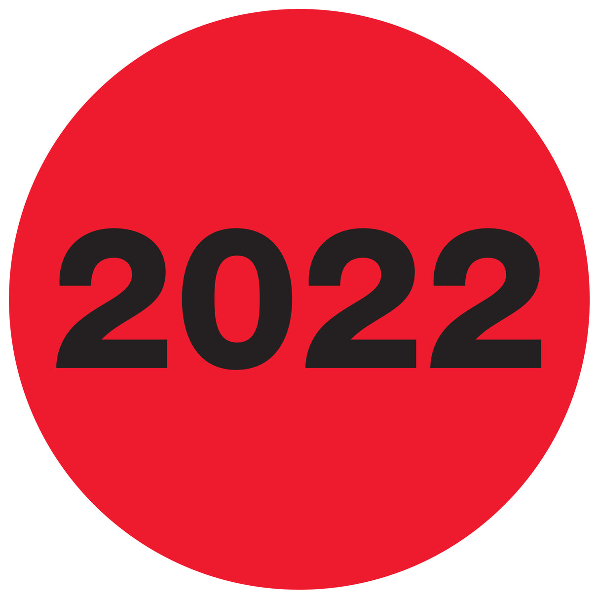3" Circle - "2022" (Fluorescent Red) Year Labels