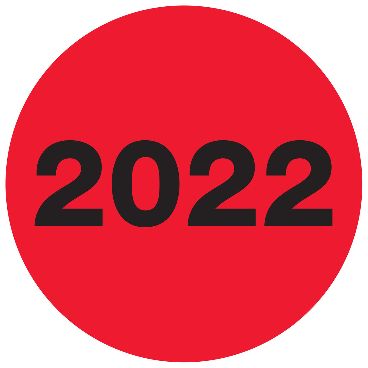 3" Circle - "2022" (Fluorescent Red) Year Labels