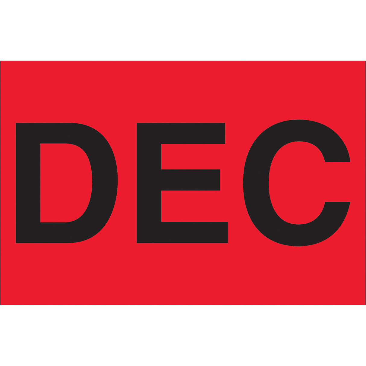 2 x 3" - "DEC" (Fluorescent Red) Months of the Year Labels