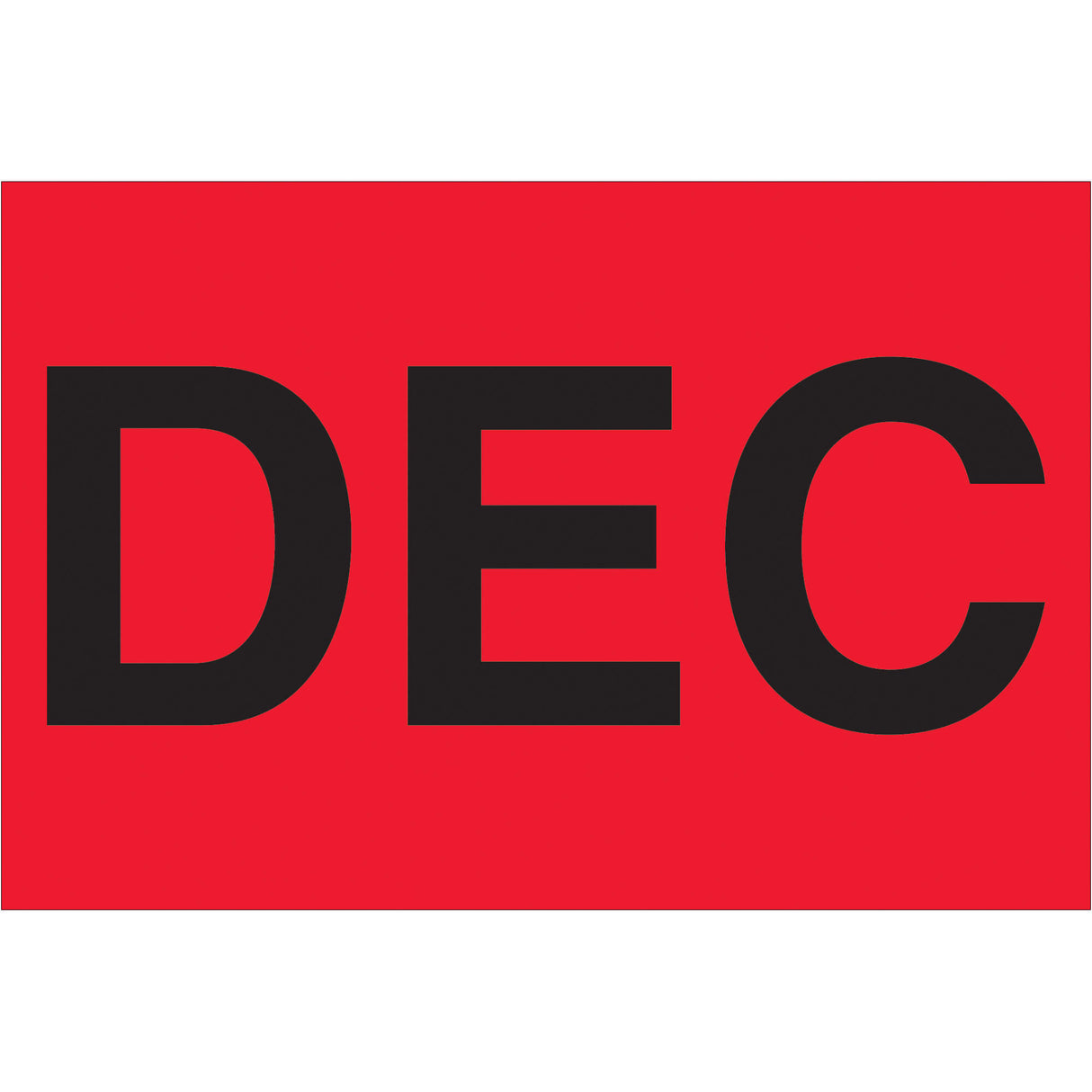 2 x 3" - "DEC" (Fluorescent Red) Months of the Year Labels