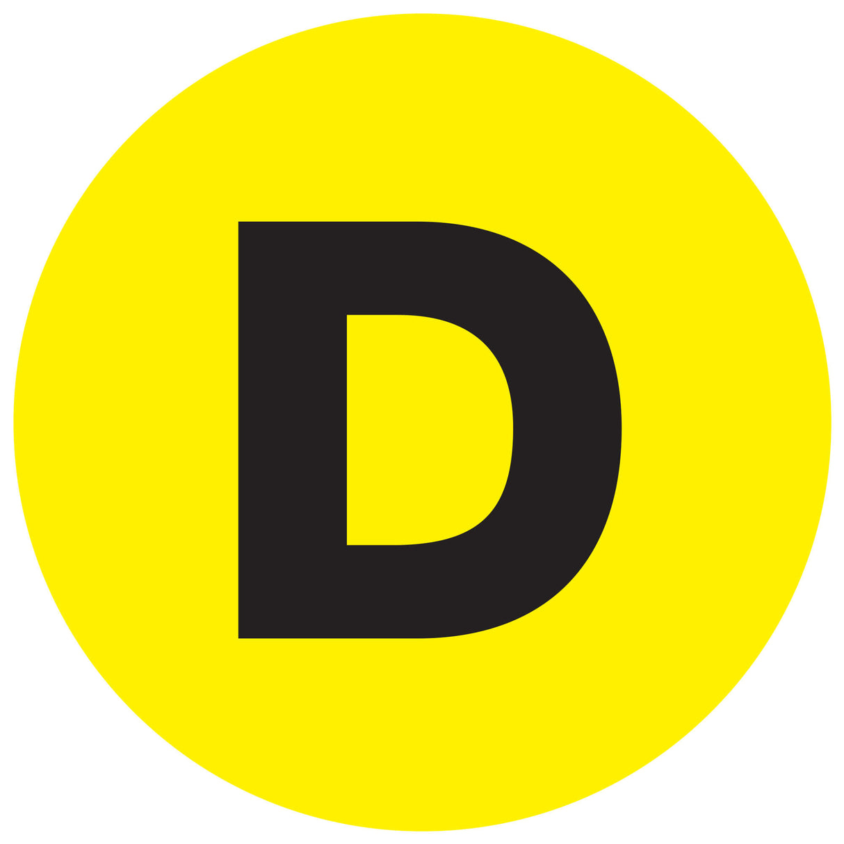 2" Circle - "D" (Fluorescent Yellow) Letter Labels