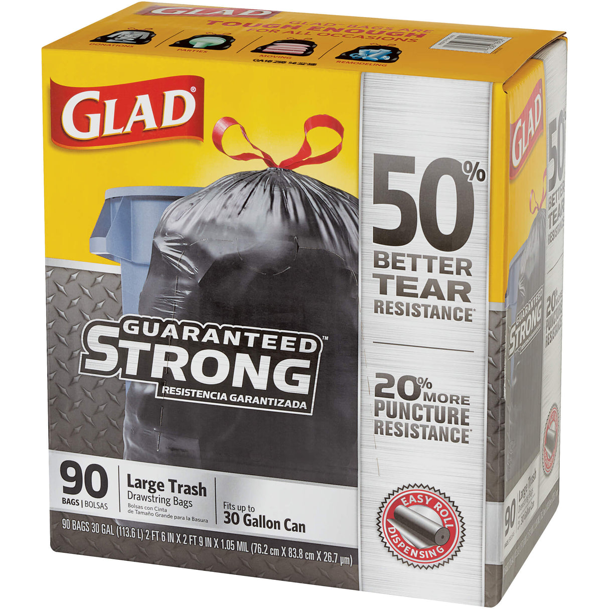 Glad® Drawstring Trash Bags - 30 Gallon, Black
