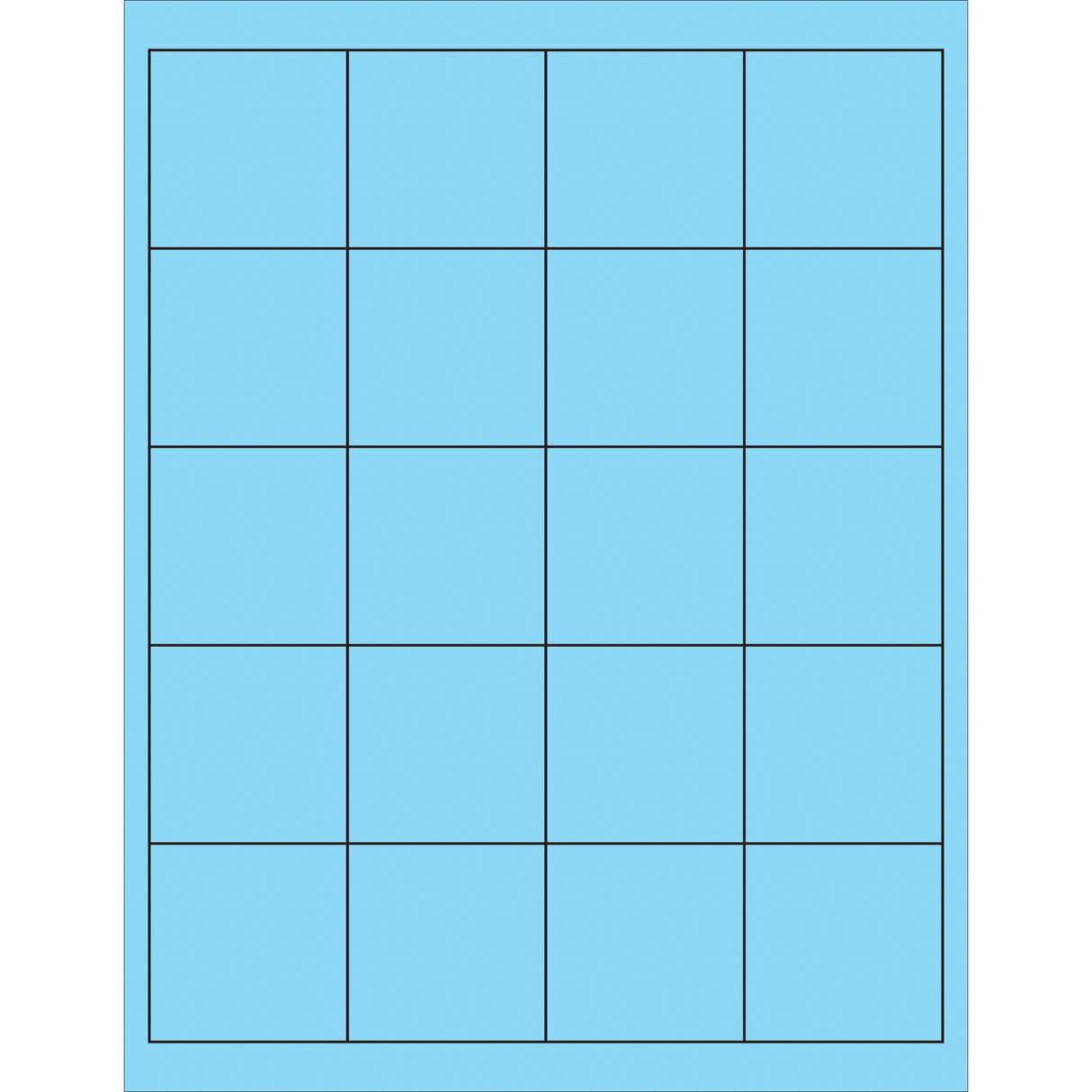 2" x 2" Fluorescent Pastel Blue Rectangle Laser Labels
