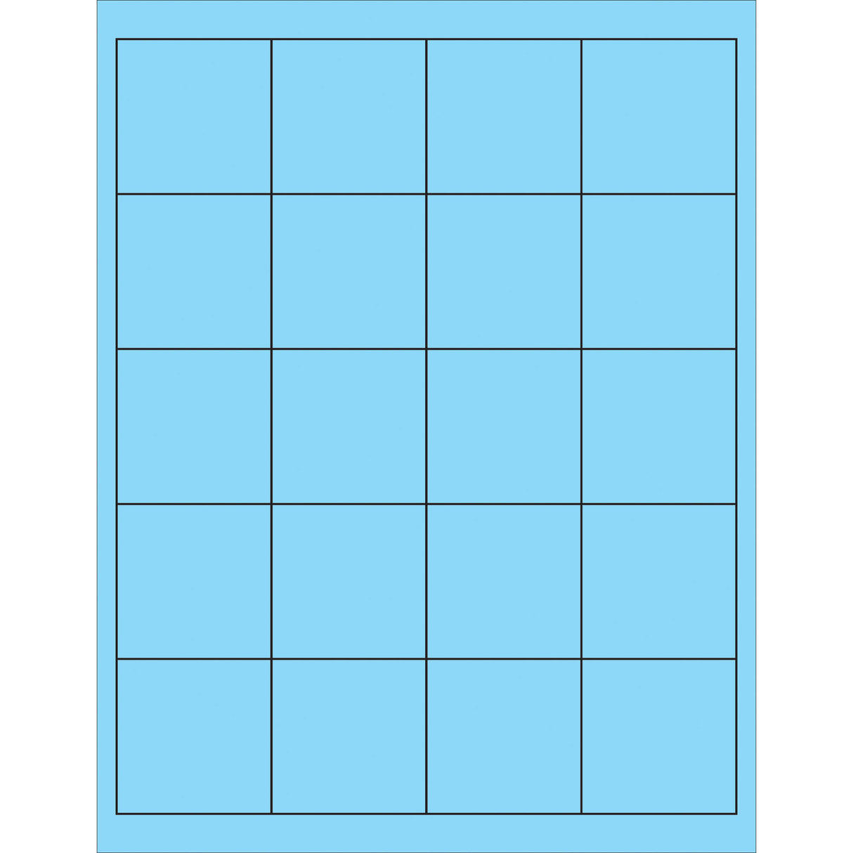 2" x 2" Fluorescent Pastel Blue Rectangle Laser Labels