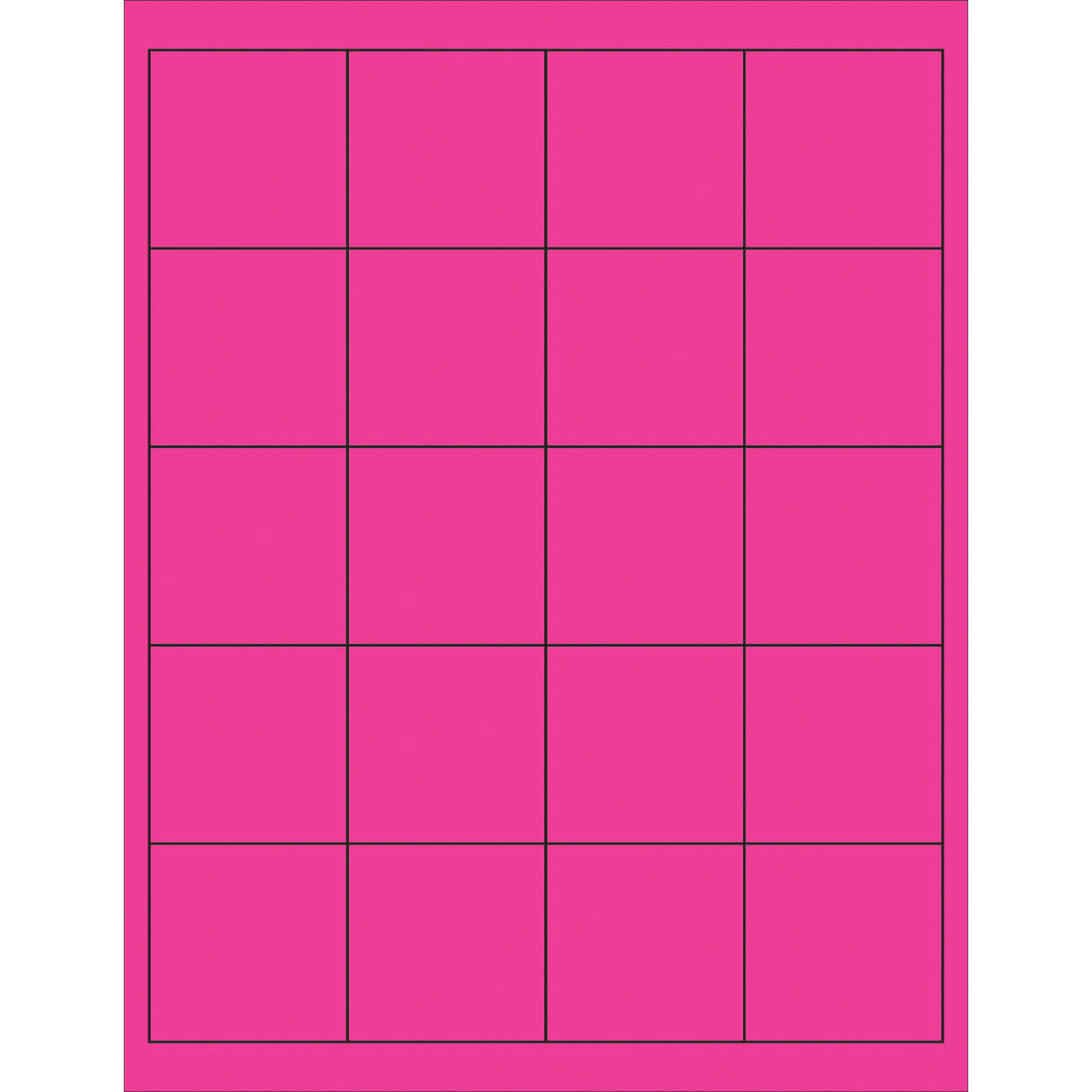 2 x 2" Fluorescent Pink Rectangle Laser Labels