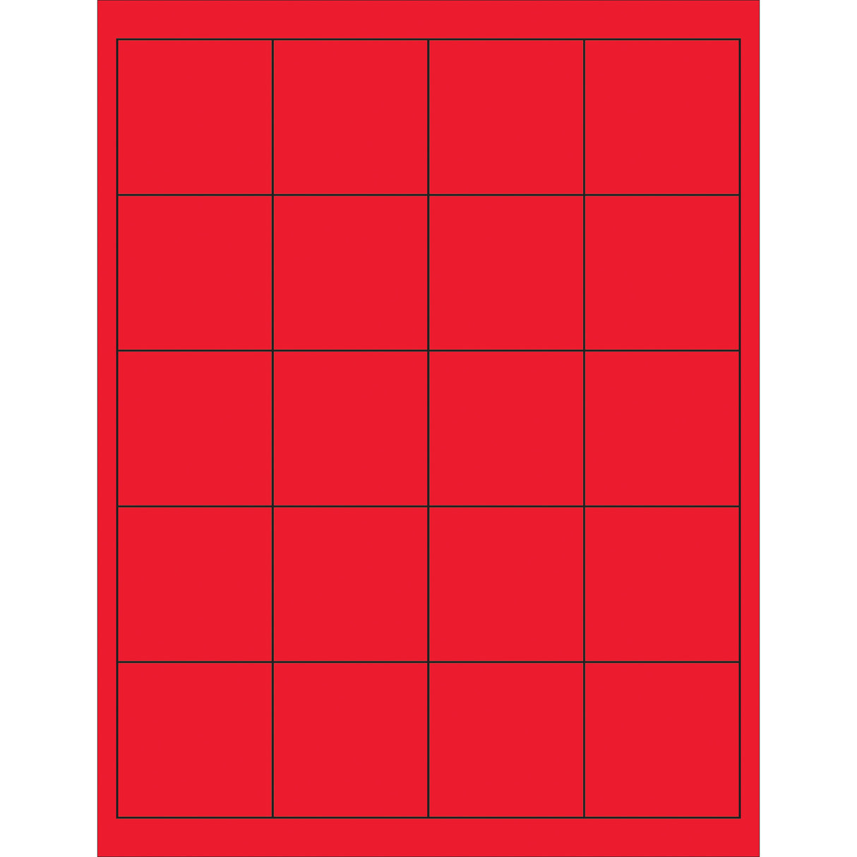 2 x 2"Fluorescent  Red Rectangle Laser Labels