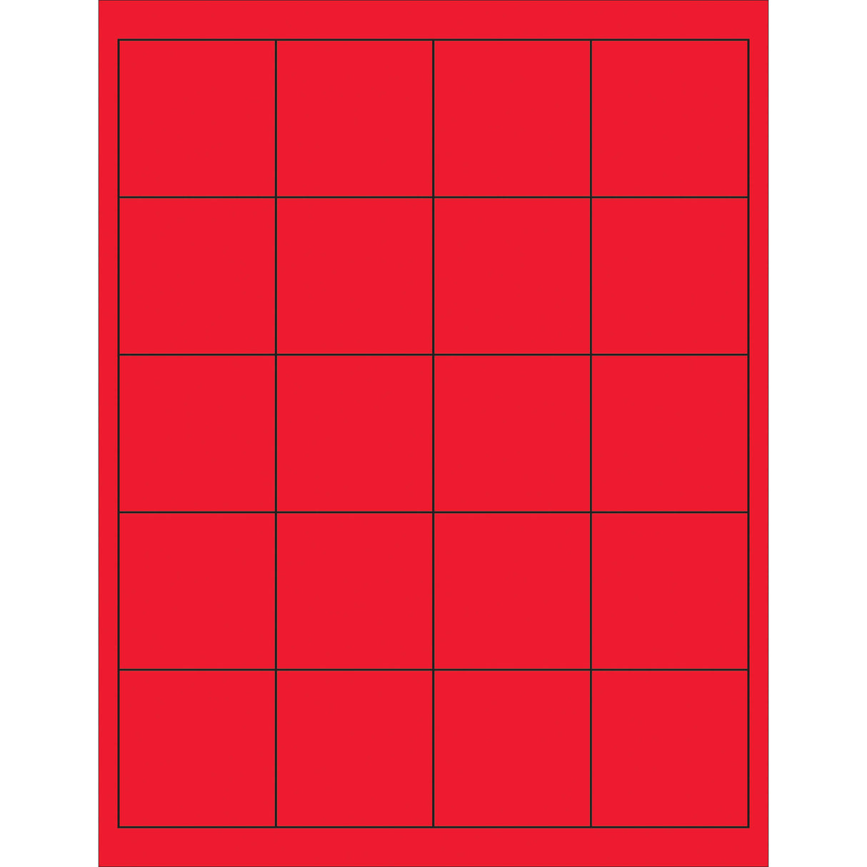 2 x 2"Fluorescent Red Rectangle Laser Labels