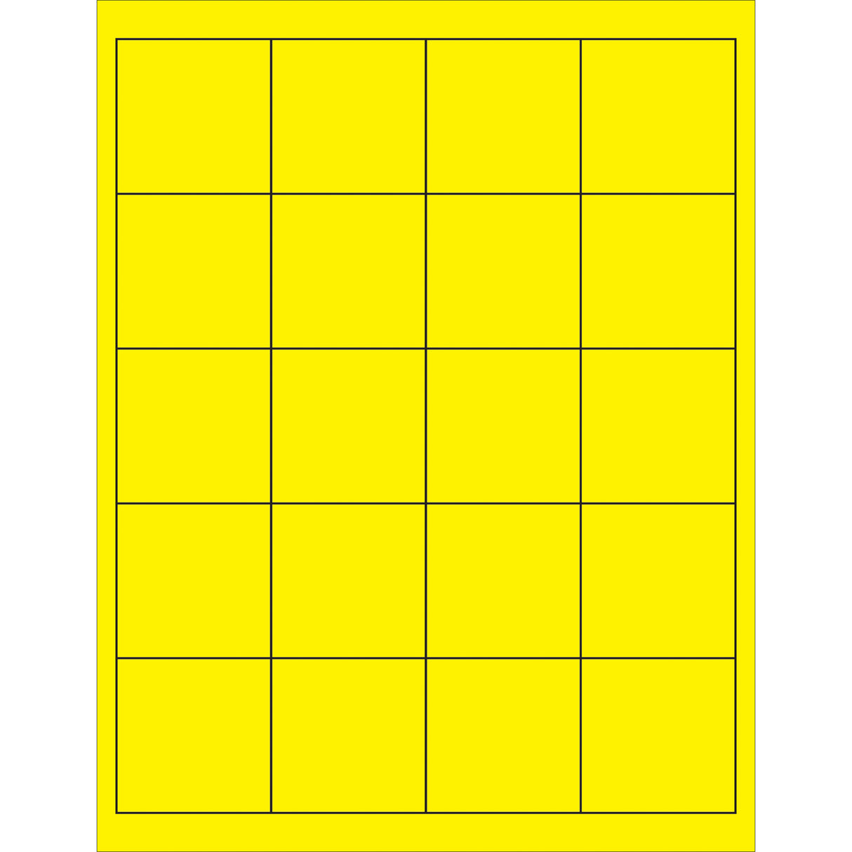 2 x 2" Fluorescent Yellow Rectangle Laser Labels