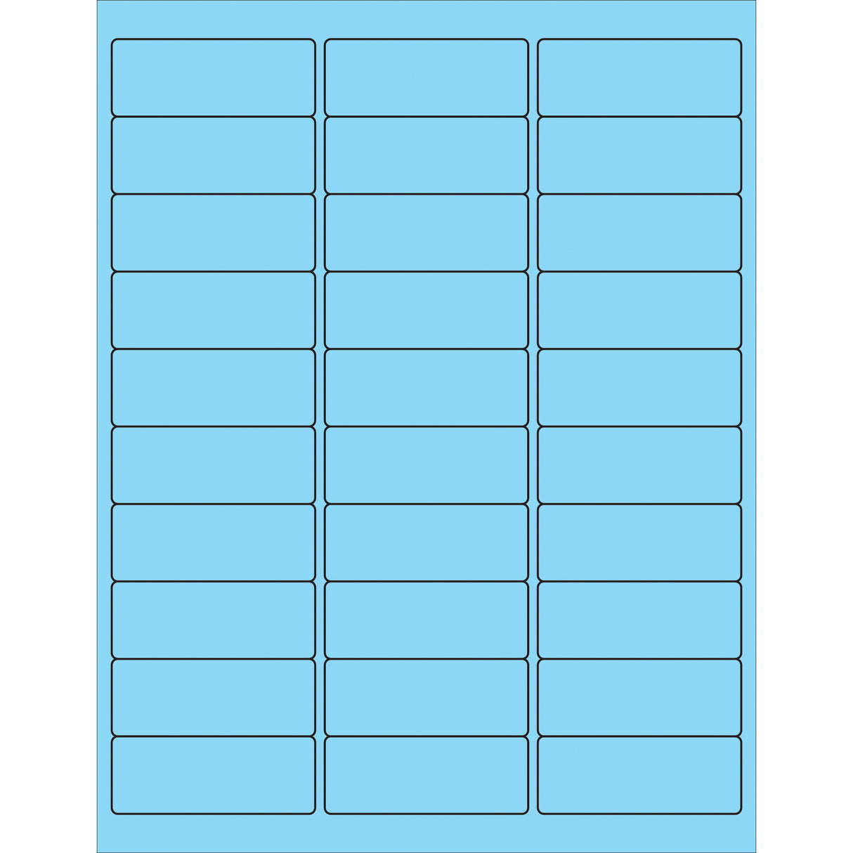 2 5/8 x 1" Fluorescent Pastel Blue Rectangle Laser Labels