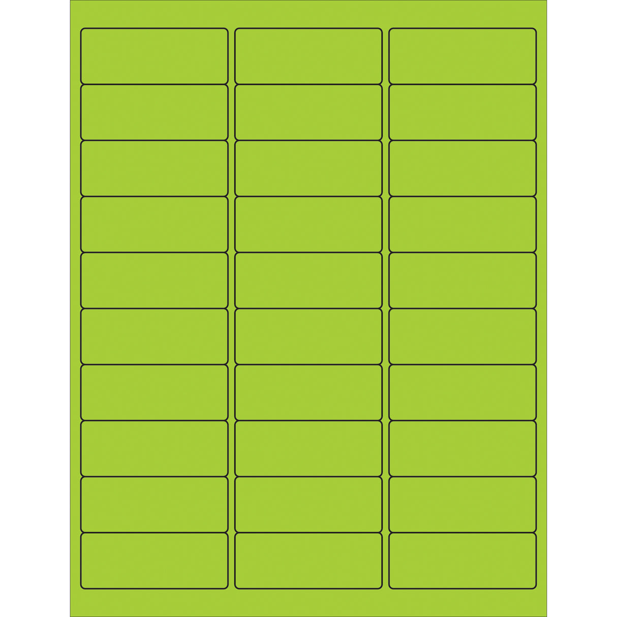 2 5/8 x 1" Fluorescent Green Rectangle Laser Labels