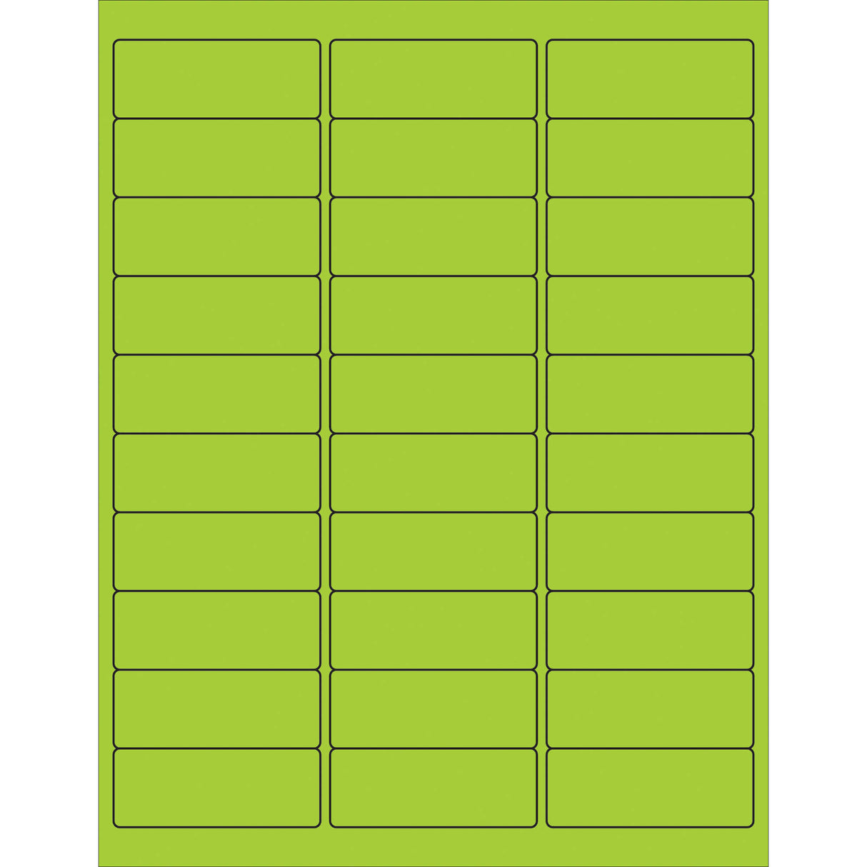 2 5/8 x 1" Fluorescent Green Rectangle Laser Labels