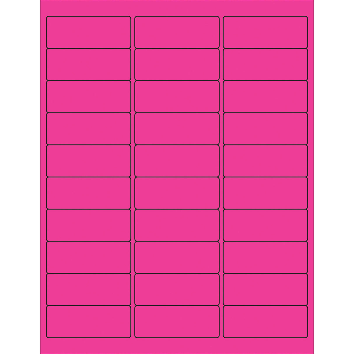 2 5/8 x 1" Fluorescent Pink Rectangle Laser Labels