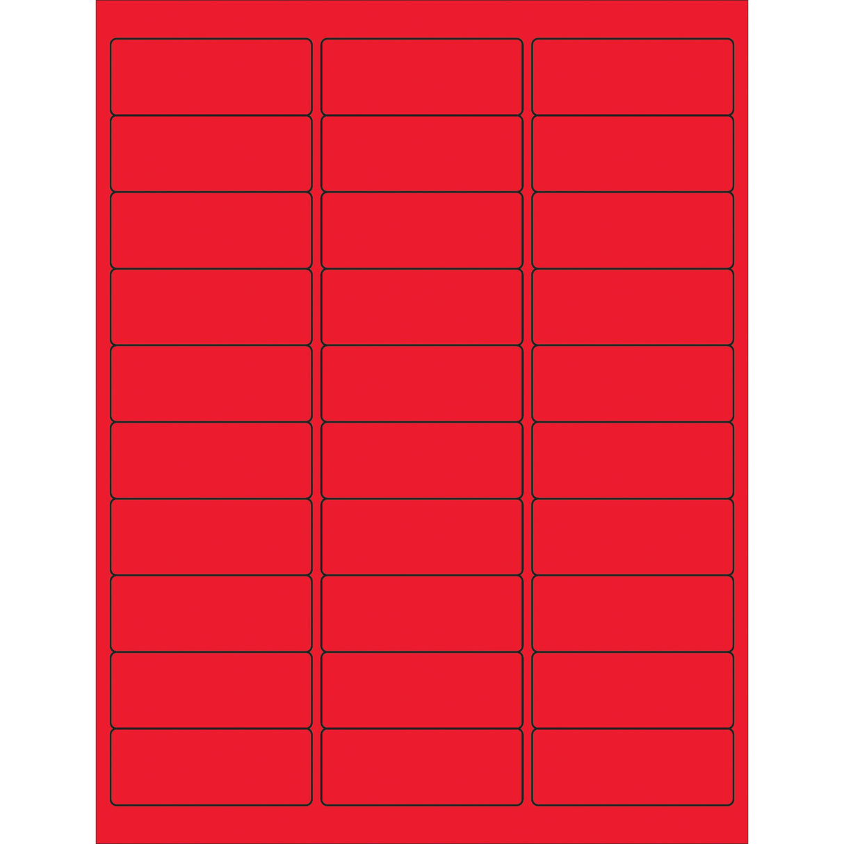 2 5/8 x 1" Fluorescent Red Rectangle Laser Labels