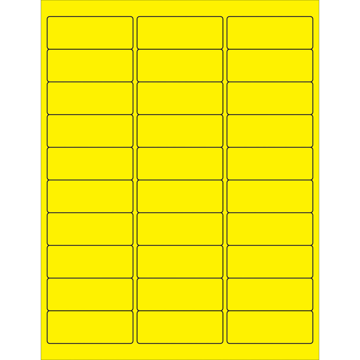 2 5/8 x 1" Fluorescent Yellow Rectangle Laser Labels