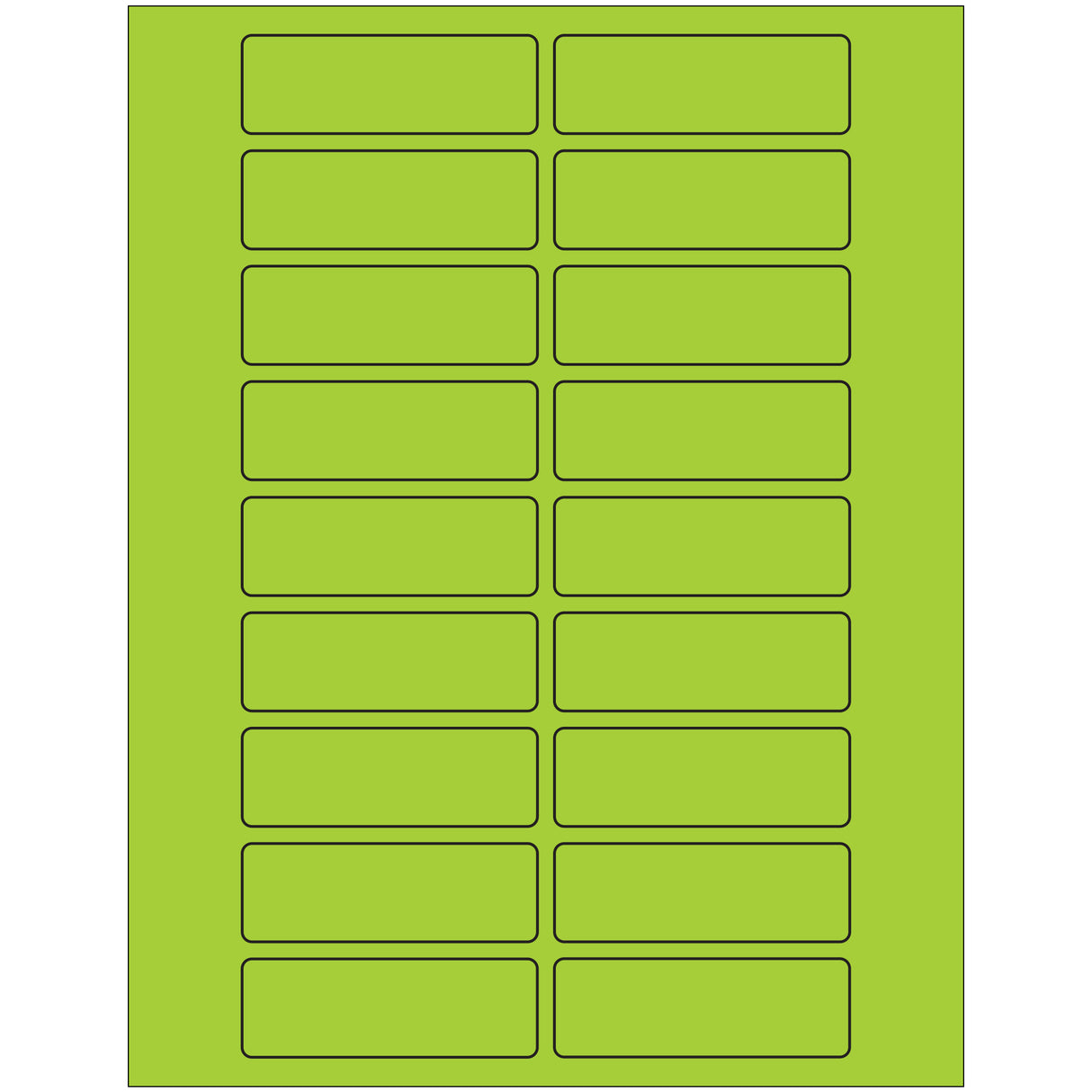 3 x 1" Fluorescent Green Rectangle Laser Labels