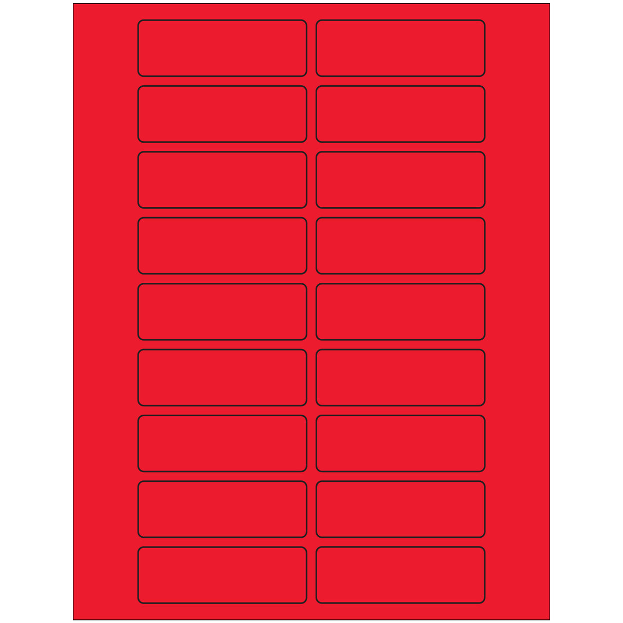 3 x 1" Fluorescent Red Rectangle Laser Labels