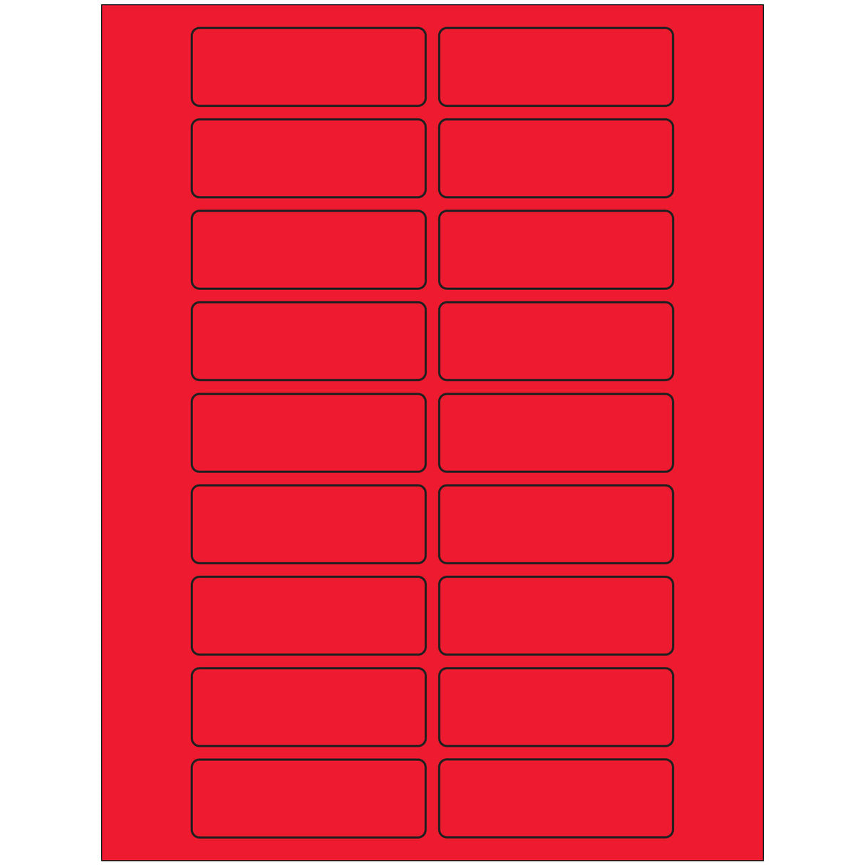 3 x 1" Fluorescent Red Rectangle Laser Labels