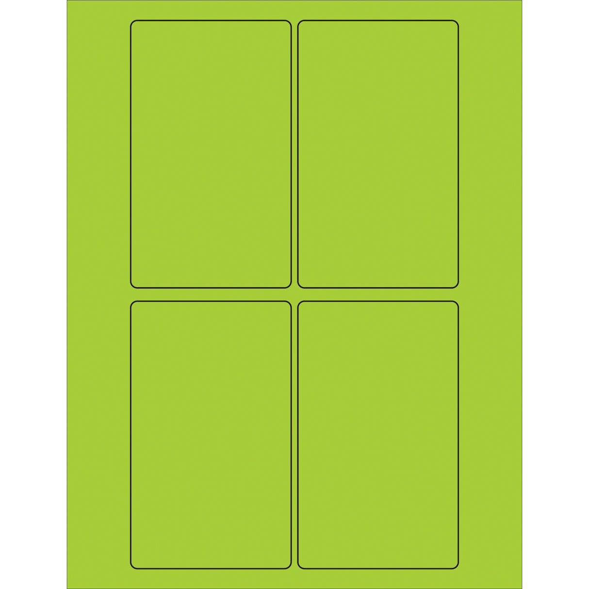 3 x 5" Fluorescent Green Rectangle Laser Labels