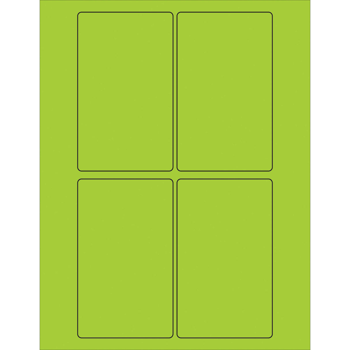 3 x 5" Fluorescent Green Rectangle Laser Labels