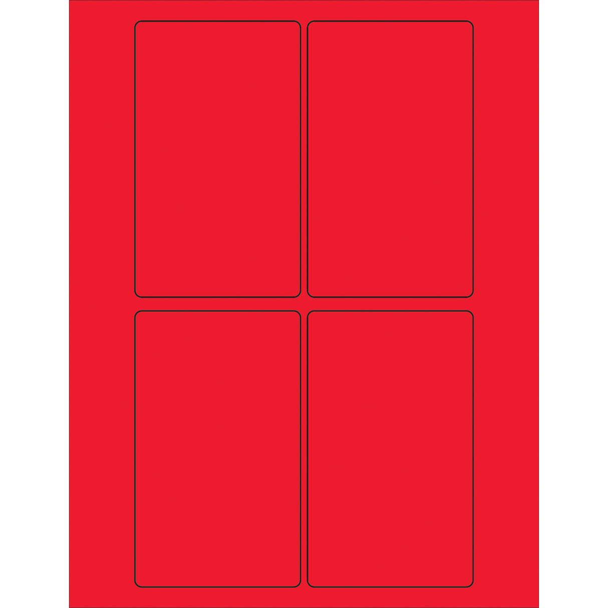 3 x 5" Fluorescent Red Rectangle Laser Labels