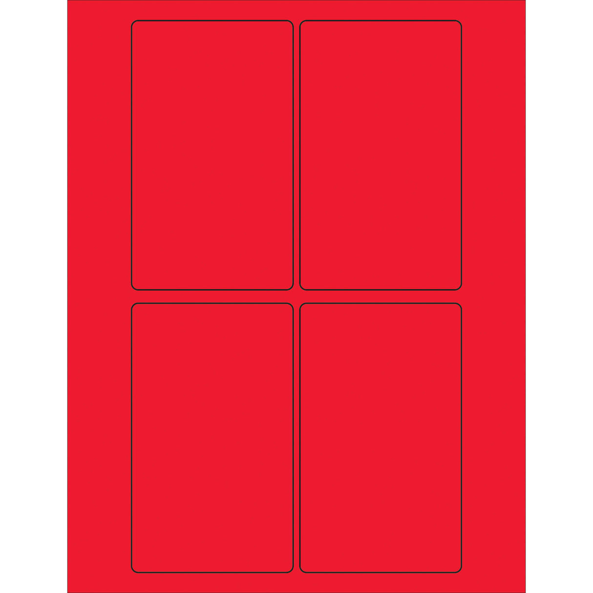 3 x 5" Fluorescent Red Rectangle Laser Labels